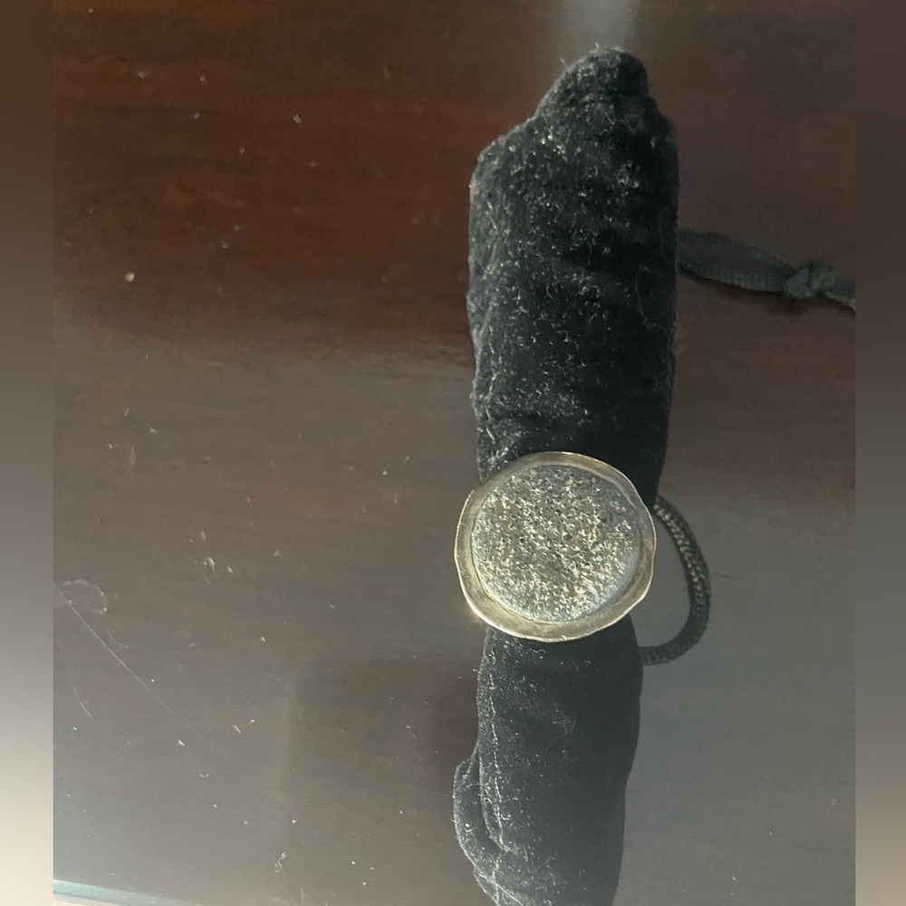 Sterling matte silver with a raw Blk drowsy ring size 5